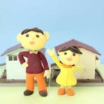 マイホームとパパと女の子のイラスト