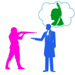 戦争をしたい人と戦争を終わりにしたい人のイラスト