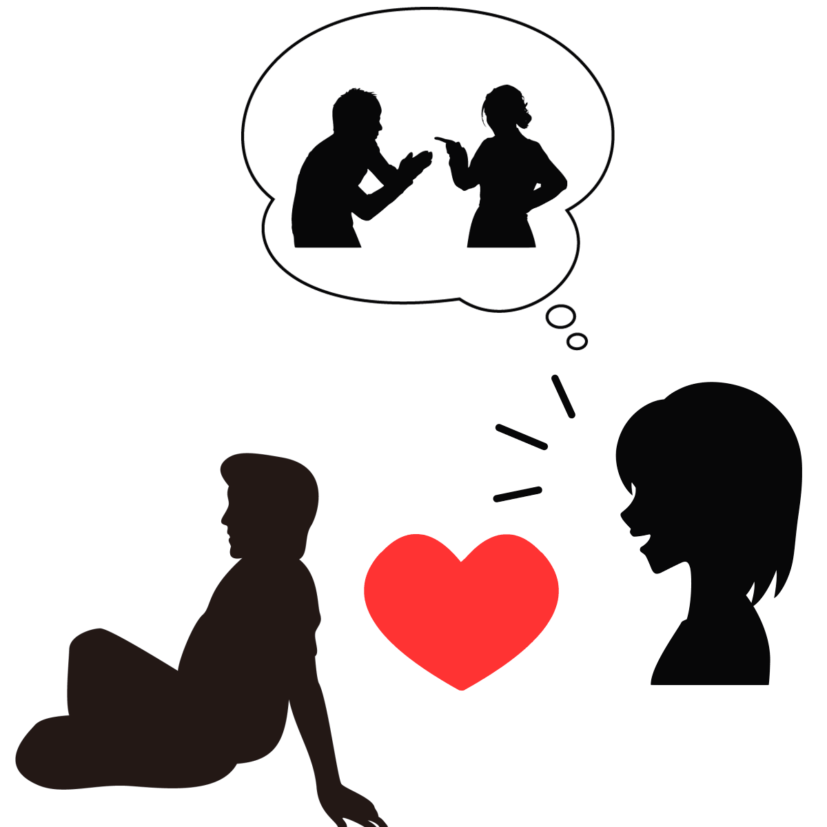 アダルトチルドレン_ケアテイカータイプの恋愛思考パターンは両親との関係性の影響を受けている様子を表すイラスト