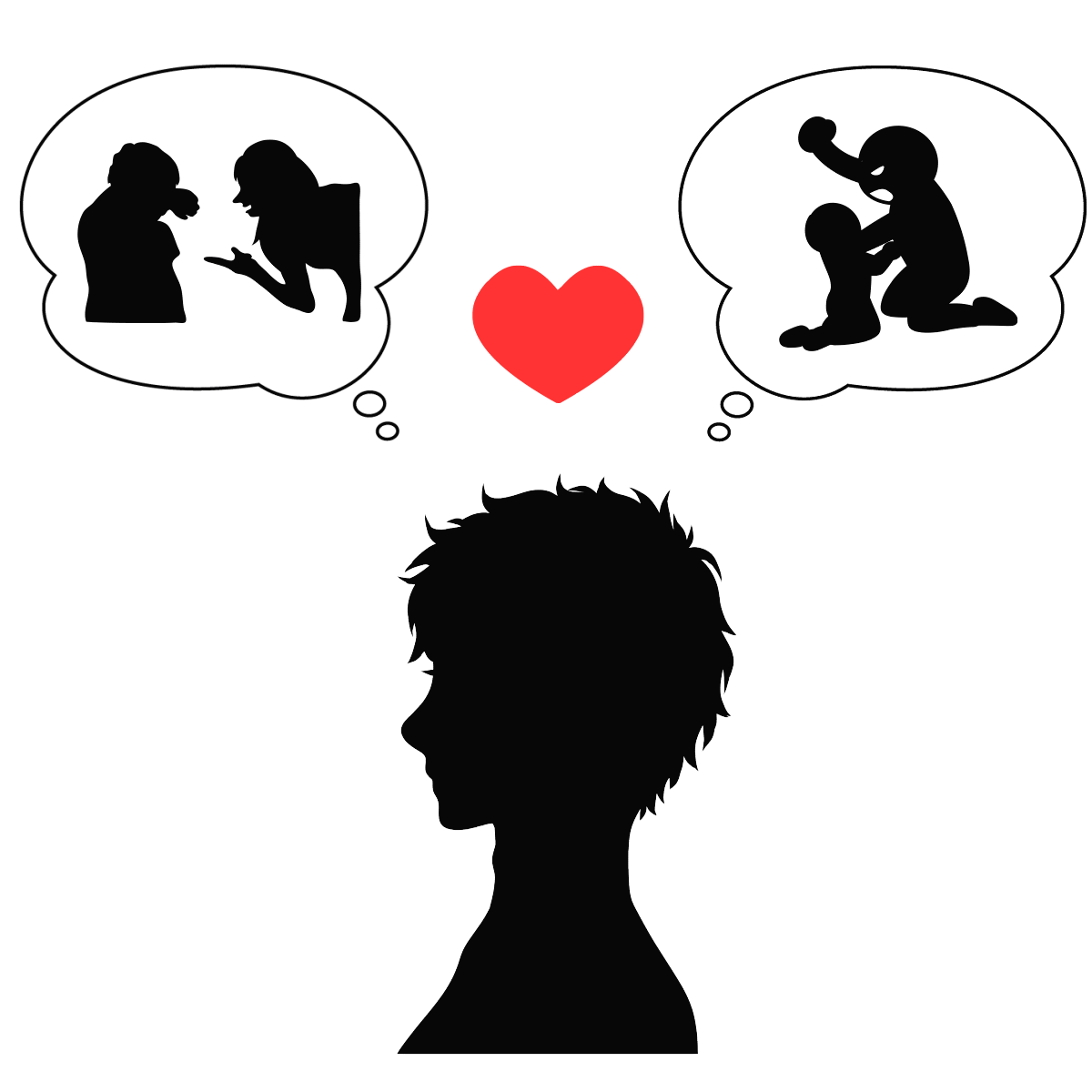 アダルトチルドレン_ピエロタイプの男性の恋愛思考パターンを表すイラスト