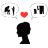 アダルトチルドレン_ピエロタイプの女性の恋愛思考パターンを表すイラスト