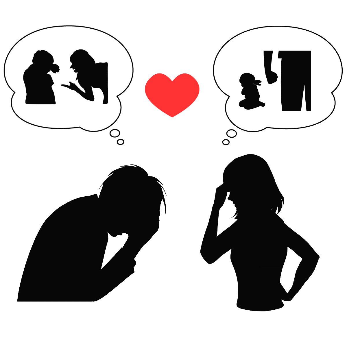 アダルトチルドレン_スケープゴートの恋愛思考パターンは両親との関係性の影響を受けている様子を表すイメージ