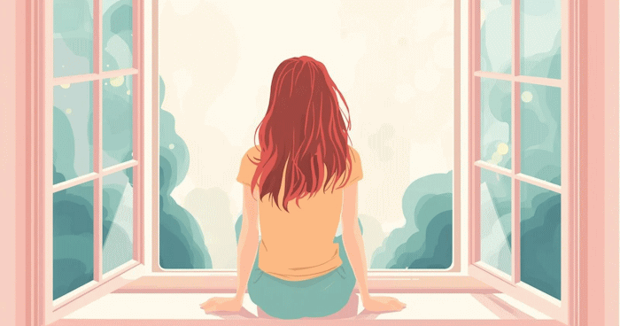 一人で悩みながらも、安心できる場所を探し、これからの自分を見つめ直そうとしている人のイメージ