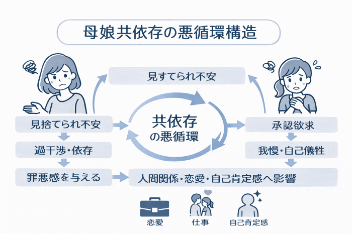母娘共依存の悪循環構造図