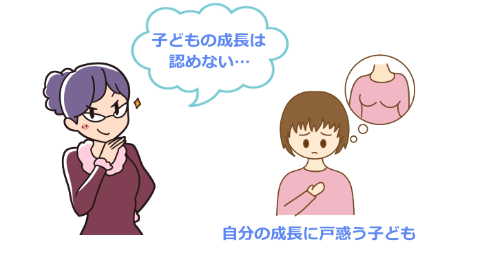 子どもの性的な成長に健全な対応をせず子どもを放置する毒親の特徴を表わすイラスト