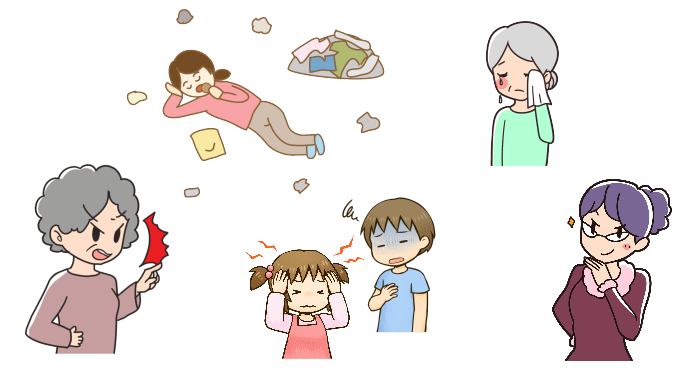 毒母の子育ての7つの特徴を表わすイラスト