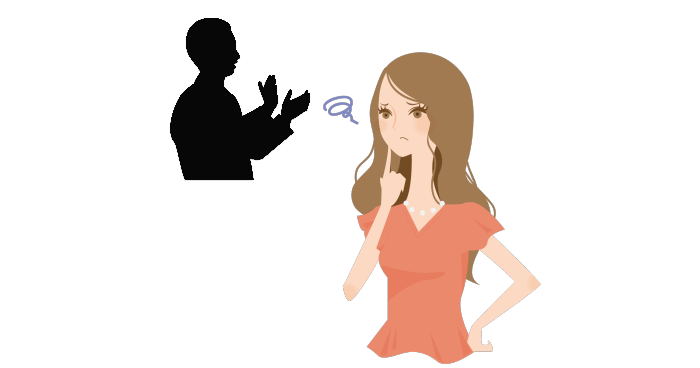 相手に意見が言えないという毒親育ちの女性の恋愛傾向を表すイラスト