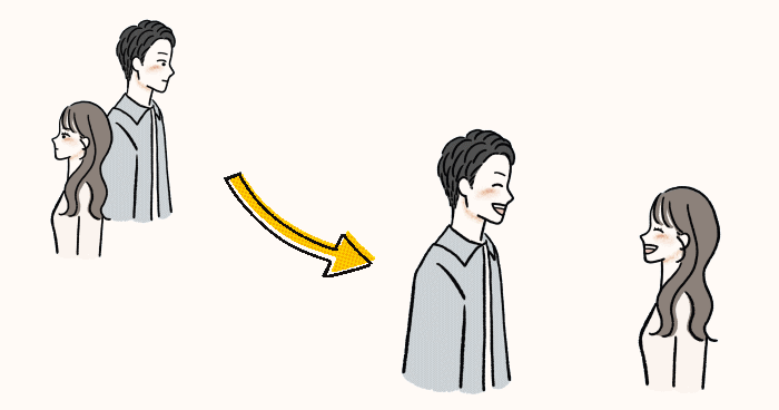 毒親育ちの男性が恋人は敵ではないことを理解している様子を表すイラスト