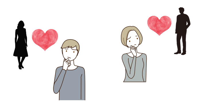 毒親育ちの男女それぞれの恋愛傾向を表しているイメージ