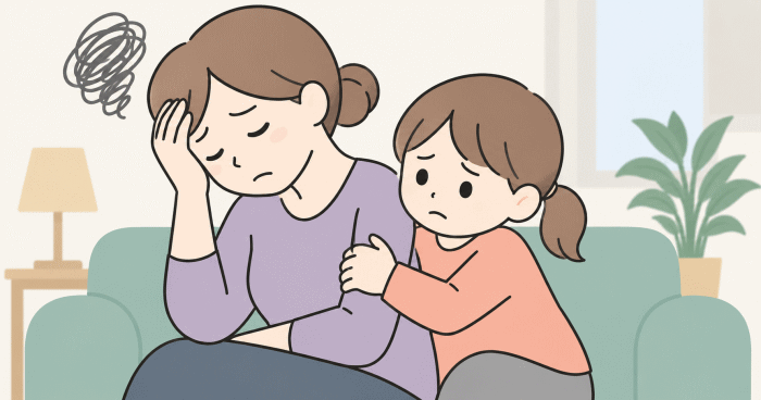 親の感情・期待・問題を子どもが背負っている様子を表すイラスト