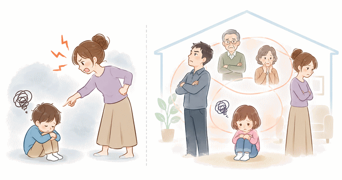 毒親と機能不全家族の違いを表すイラスト
