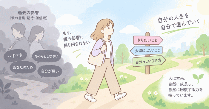自分の人生を歩みだしている様子を表すイラスト