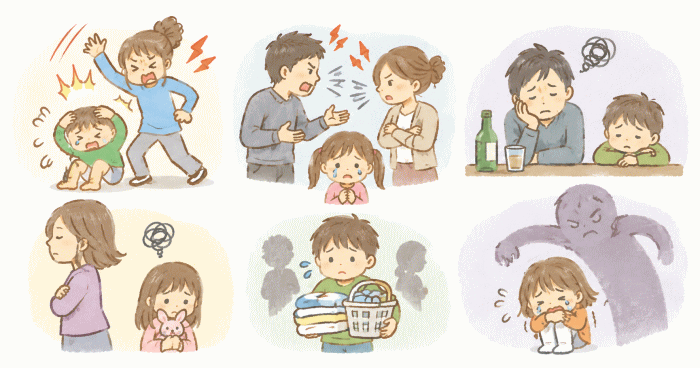 機能不全家族で起きている問題を表わすイラスト