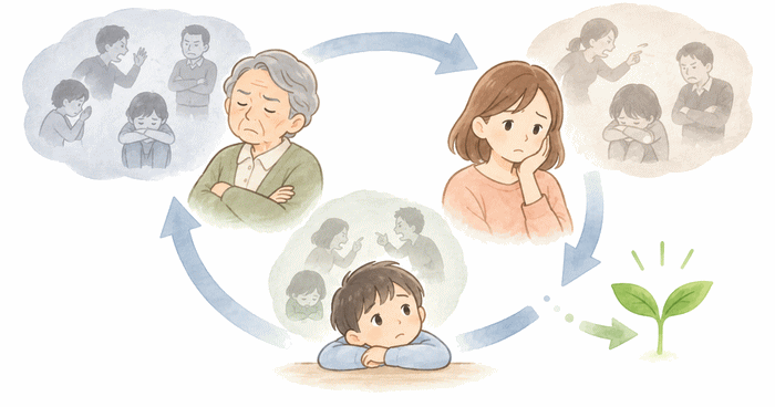 機能不全家族が連鎖する理由を表すイラスト