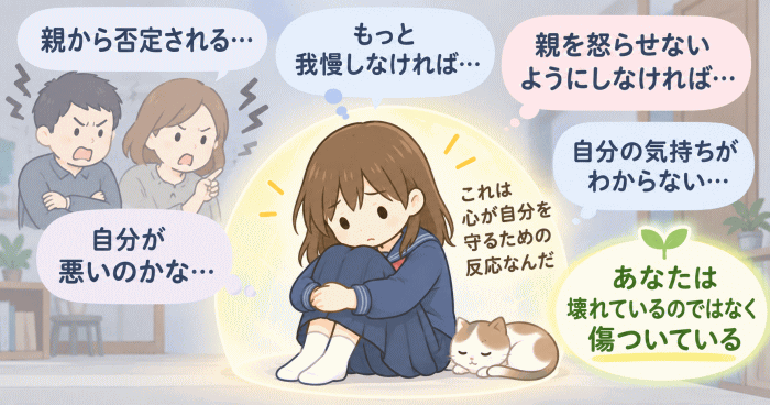 中学生・高校生が知っておきたい毒親と心の関係を表すイラスト