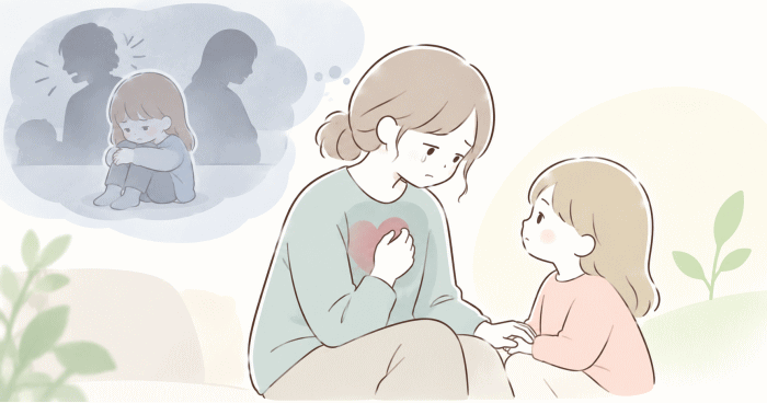 精神的な不調や過去の傷つき体験の影響を表すイラスト