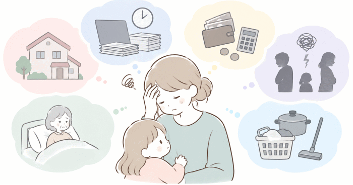 家庭環境・生活上の負担の影響を表すイラスト