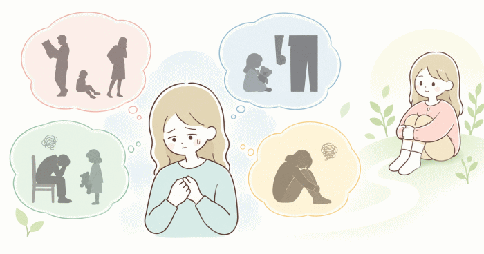 毒親になる精神医学的4つの背景を表すイラスト