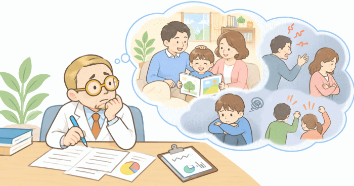 アダルトチルドレン研究の専門家たちが示す機能不全家族の特徴を表わすイラスト