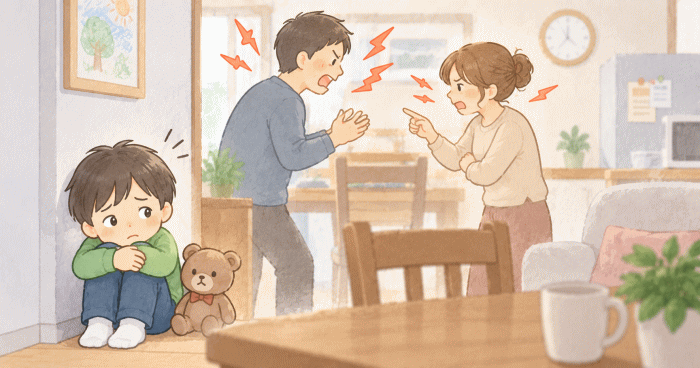 家庭の機能が十分に働かないと、子どもに何が起こるのか?を表わすイラスト