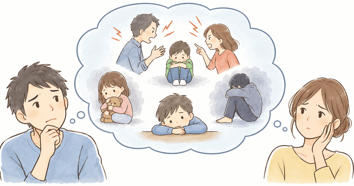 機能不全家族で育った影響を表すイラスト