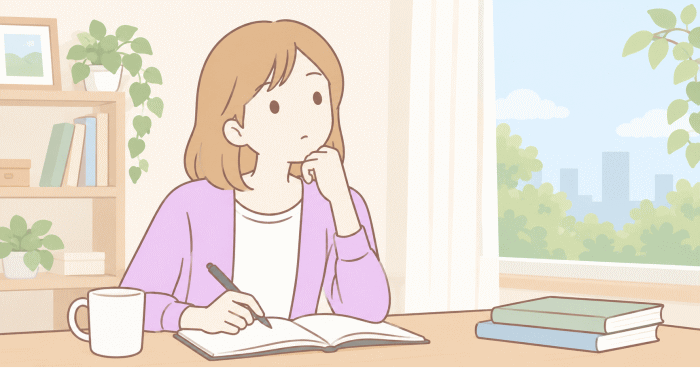 悩みながら自分と向き合い始める様子を表すイラスト