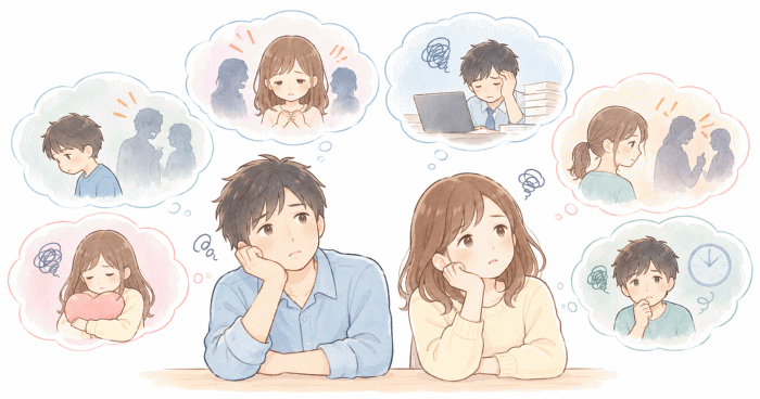 アダルトチルドレンが感じる生きづらさの特徴と原因を表すイラスト